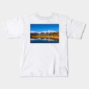 Majestic Wyoming Teton Range Reflected In Water Kids T-Shirt